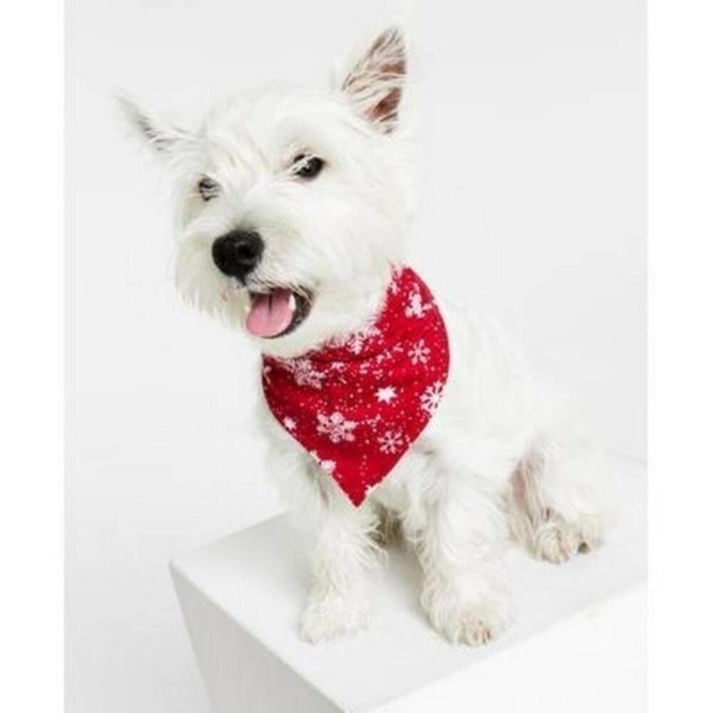 FAMILY PAJAMAS Matching Pet Merry Snowflake Bandana, Candy Red, L/XL